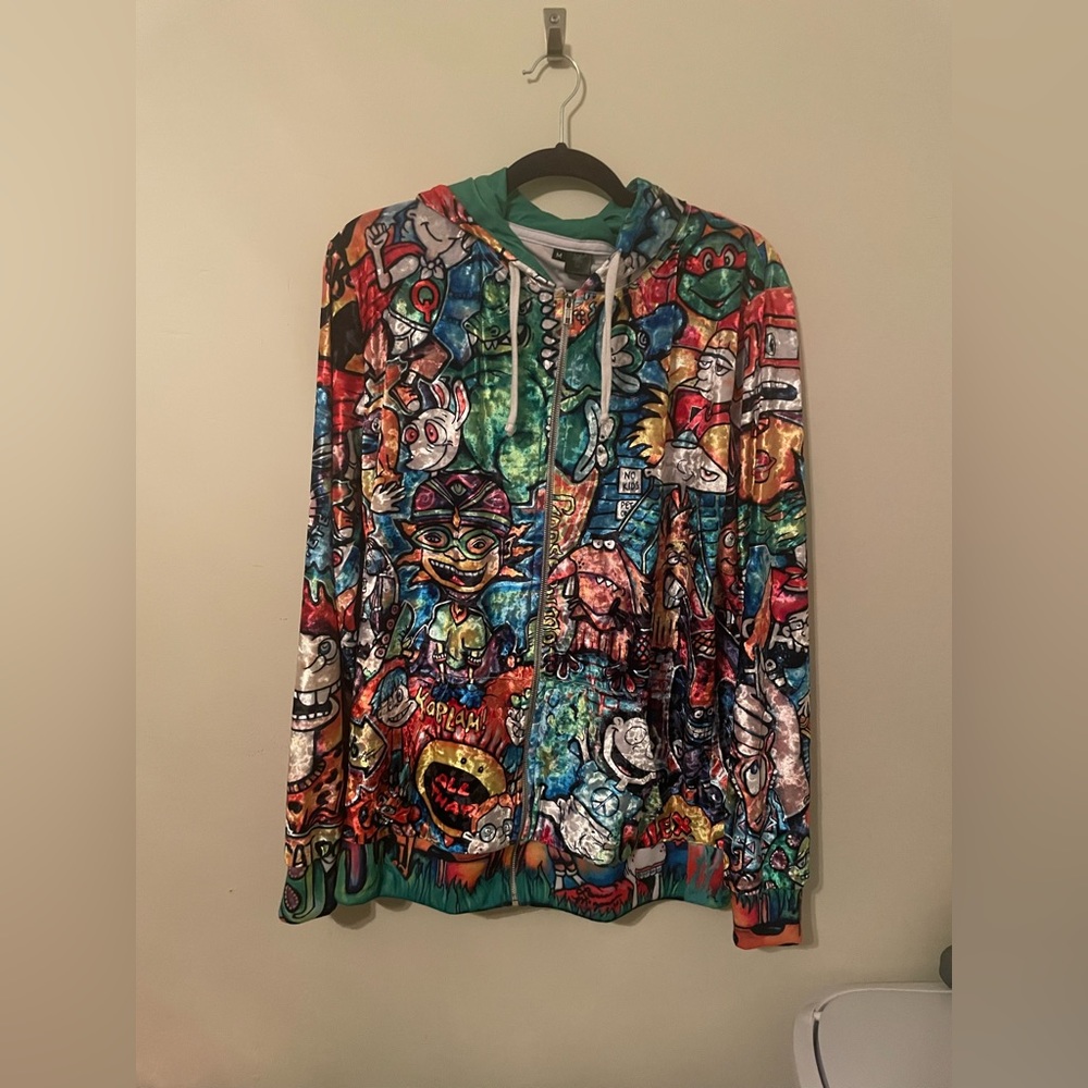 Electro Threads Crushed Velvet 90s Nostalgia Hoodie Jacket Unisex Size M